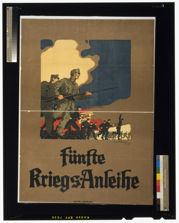 Deutsches Propagandaplakat für die deutsche Armee, das Soldaten in Militäruniformen zeigt, die Gewehre halten, in einem klassischen Photo-Rahmen.
