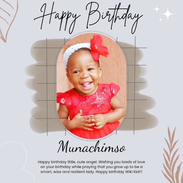 Eine Geburtstagskarte mit einem Foto eines Mädchens in einem roten Kleid, geschmückt mit bunten Ballons, Bändern und Konfetti, mit "Herzlichen Glückwunsch!" in einer festlichen Schrift.