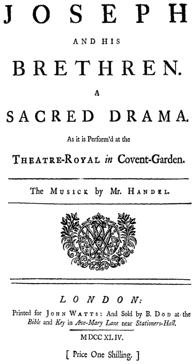 Eine Gruppe von Menschen in Kostümen performs eine dramatische Szene auf einer Bühne mit Text und einem Logo auf dem Boden im Theatre Royal in Covent Garden.