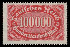 Ein roter Stempel mit der Aufschrift 'Deutsches Reich' auf schwarzem Hintergrund.