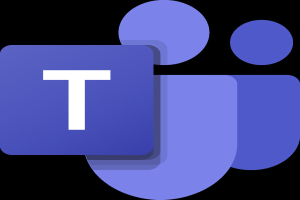 Blaues Microsoft Teams-Icon mit einem weißen 'T' in der Mitte auf einem weißen Hintergrund.